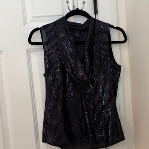 Sequin Sleeveless Top - Blue